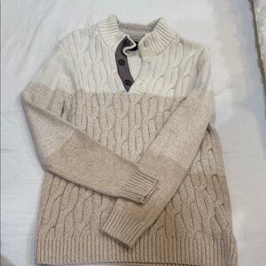 Cozy Beige and Cream Kids Cable Knit Sweater